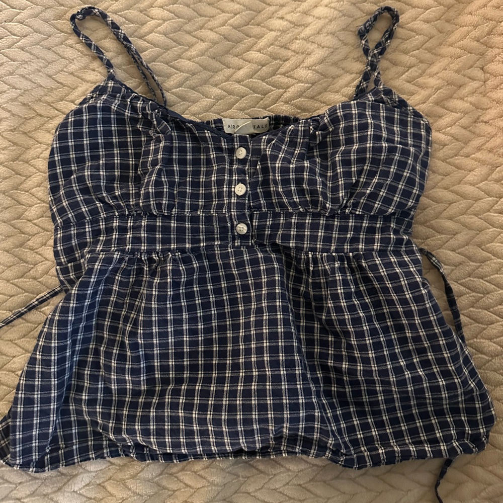 Aeropostale Navy plaid babydoll top